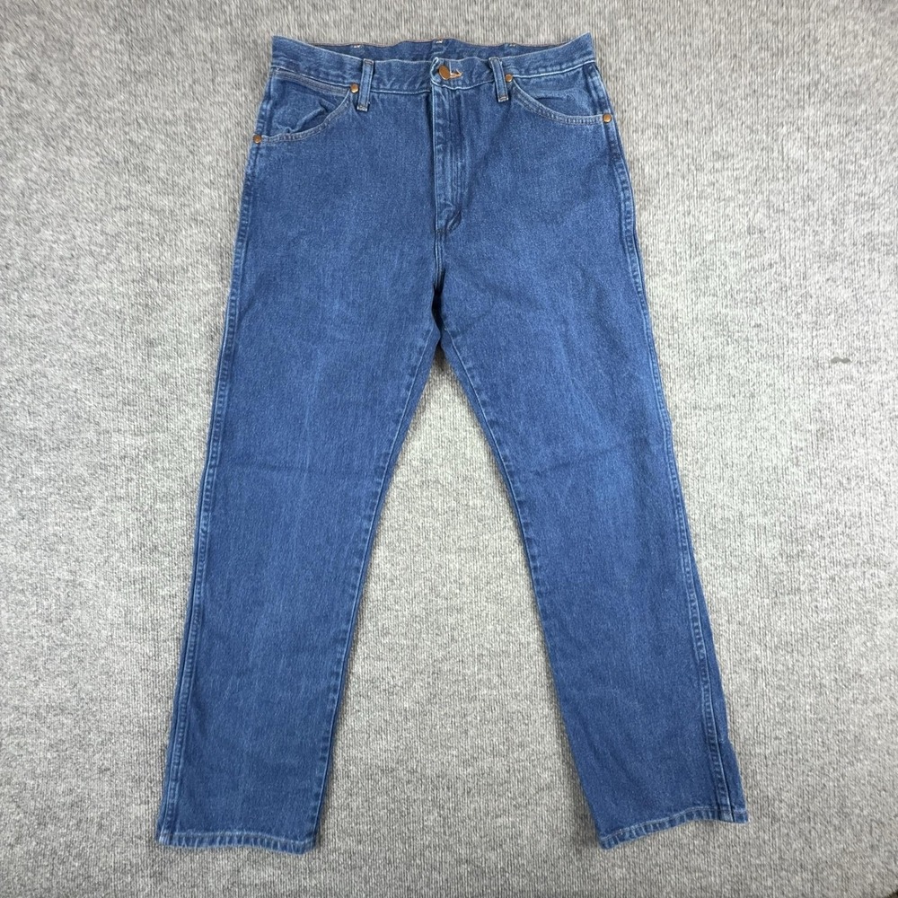 Wrangler Jeans Mens 35x30 Blue Medium Wash Regular Fit Straight Denim 13MWZPW‎